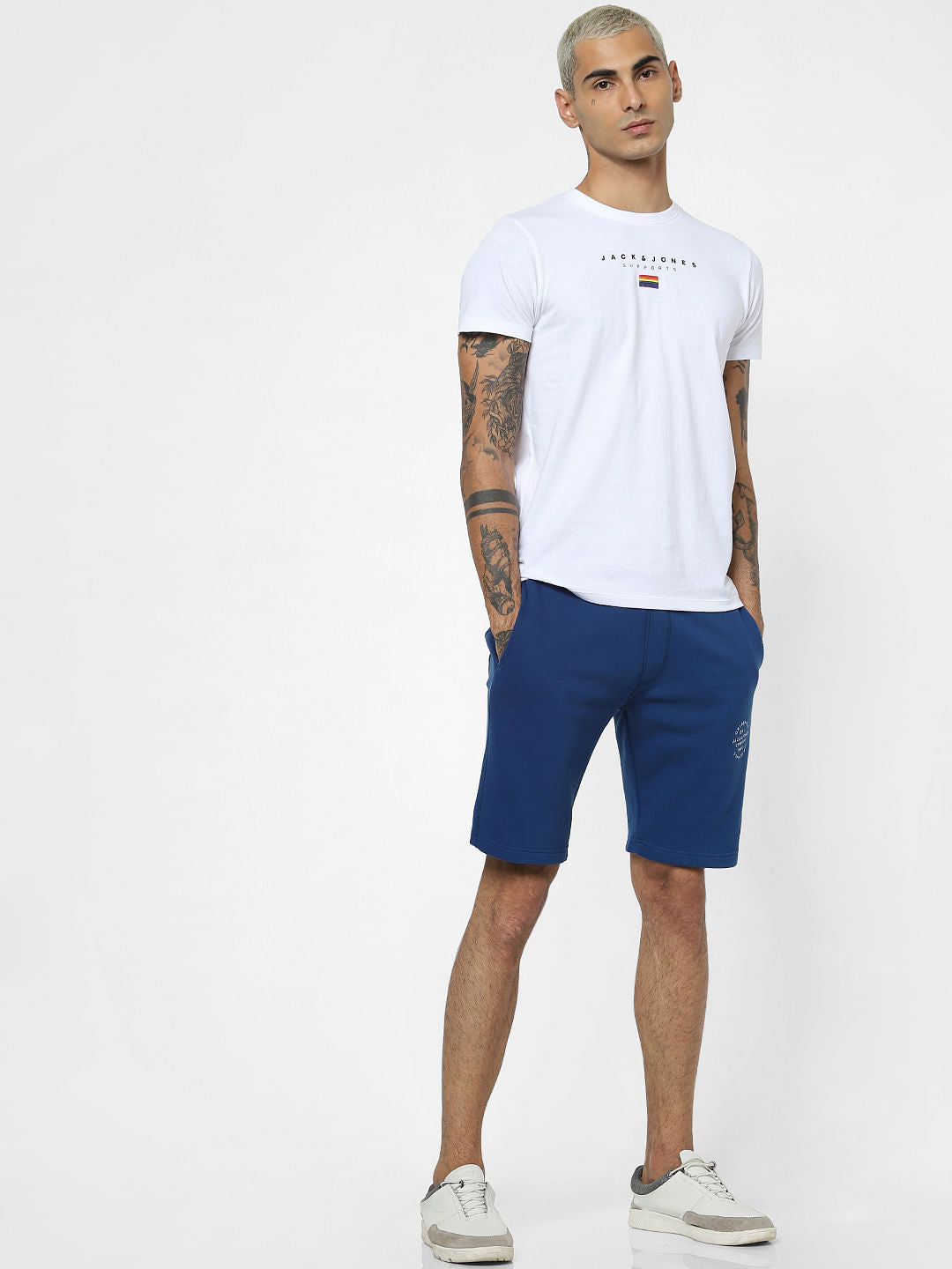 White Pride Embroidered Logo Print T-shirt