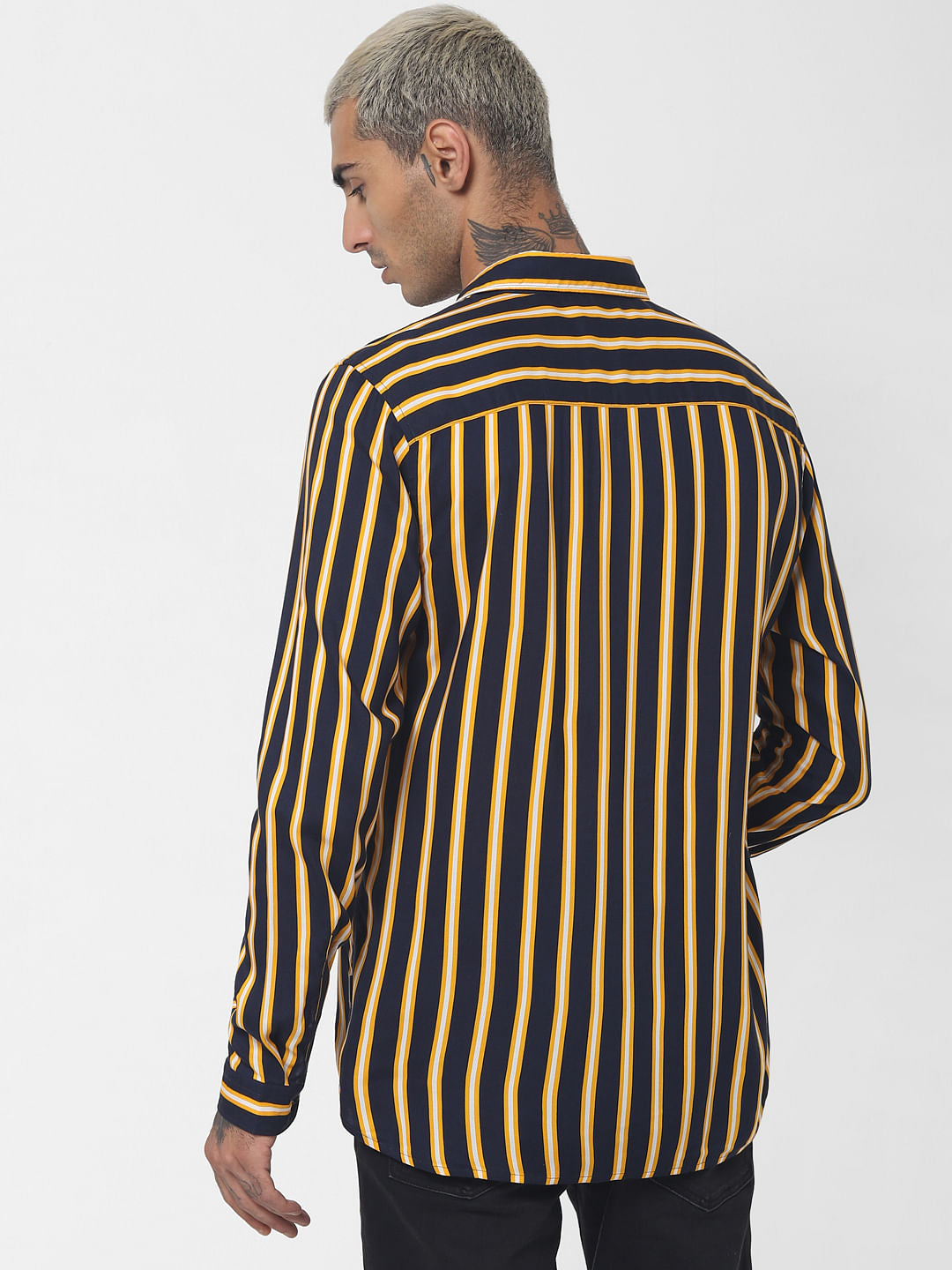Yellow Striped Full Sleeves Shirt