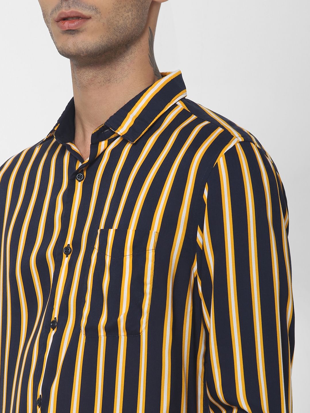 Yellow Striped Full Sleeves Shirt