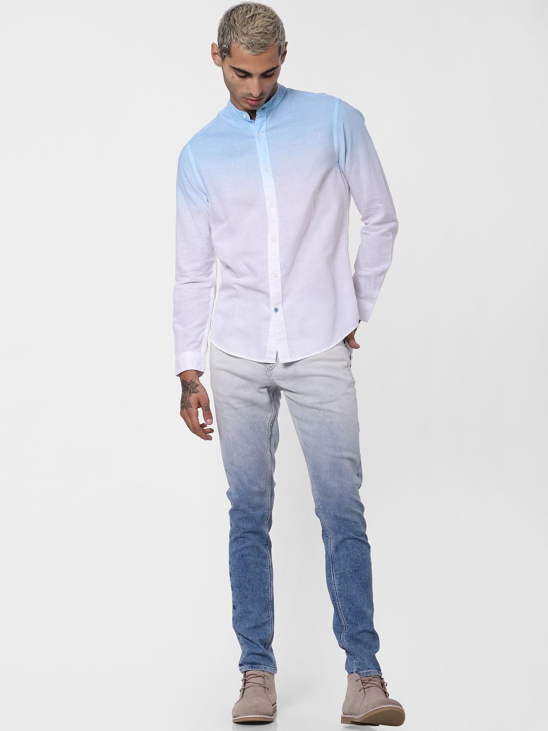 Blue Ombre Full Sleeves Shirt