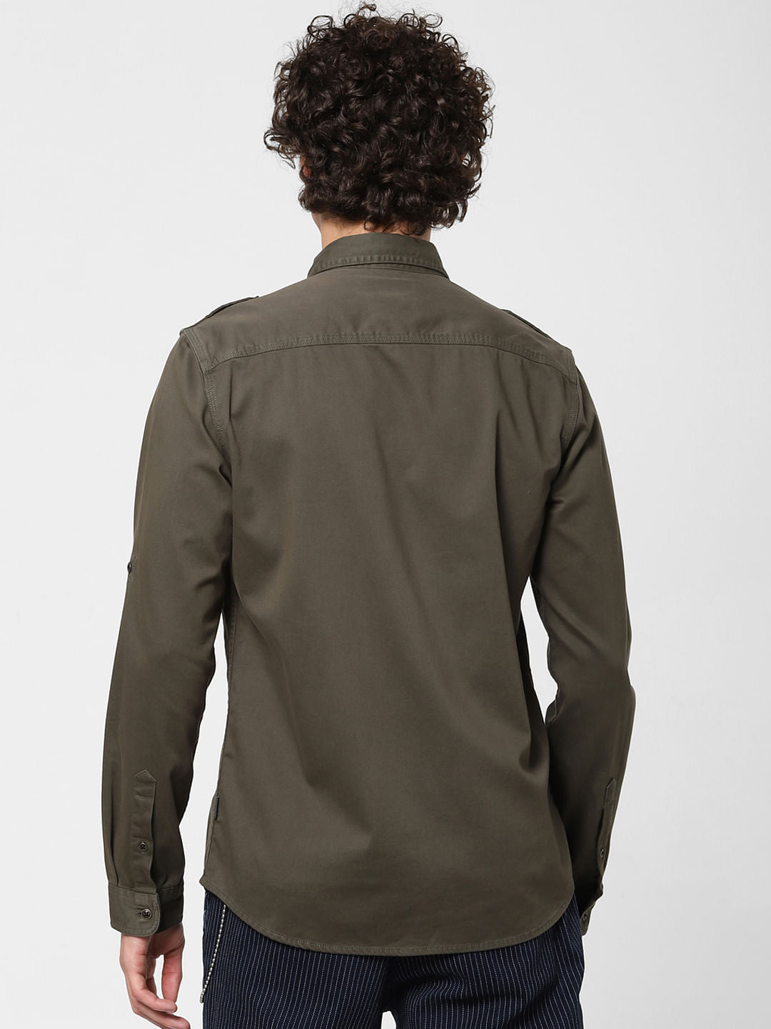 Olive Logo Print Full Sleeves Shirt