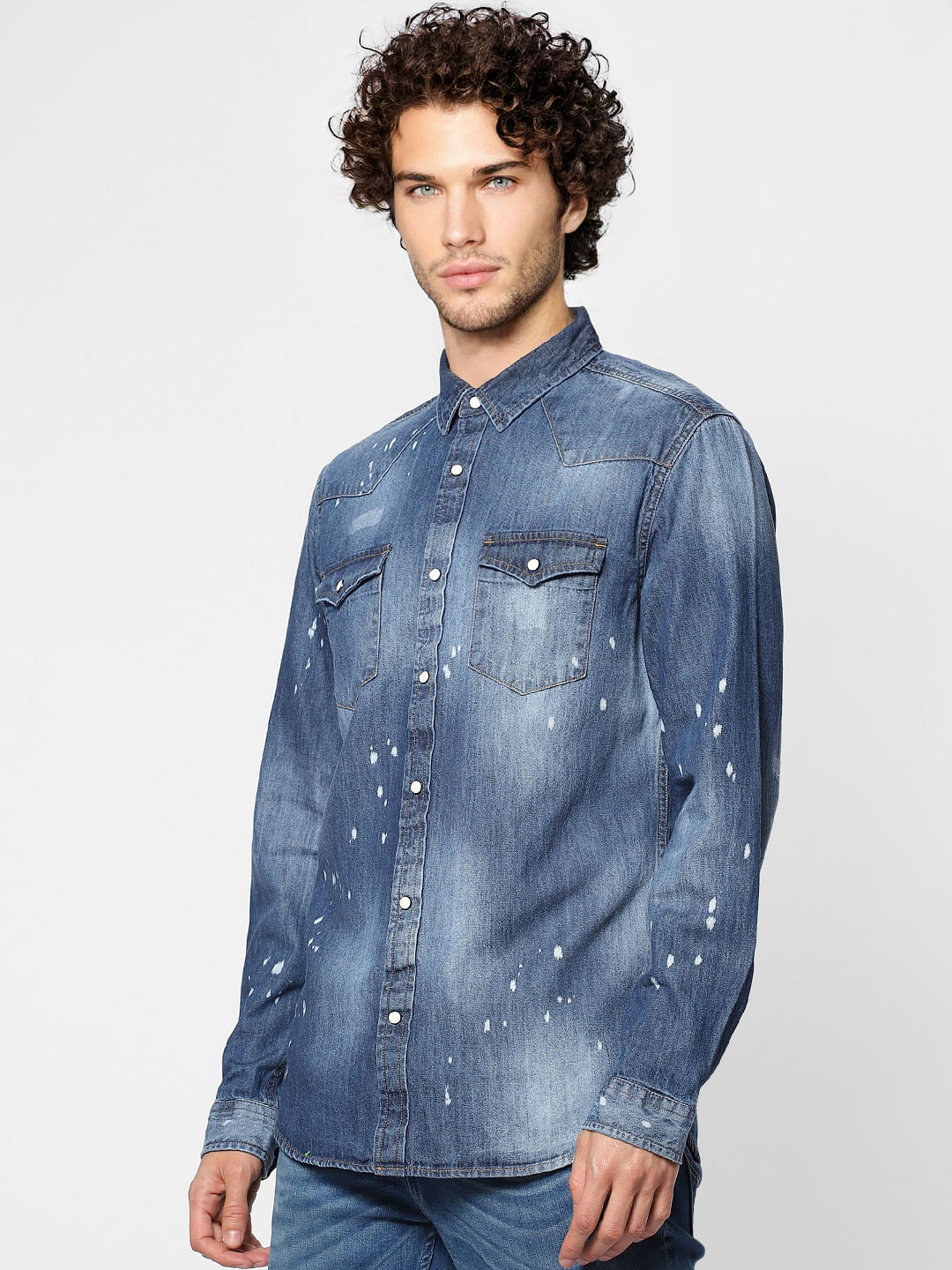 Full Sleeves Indigo Dyed Denim Regular Fit Shirt