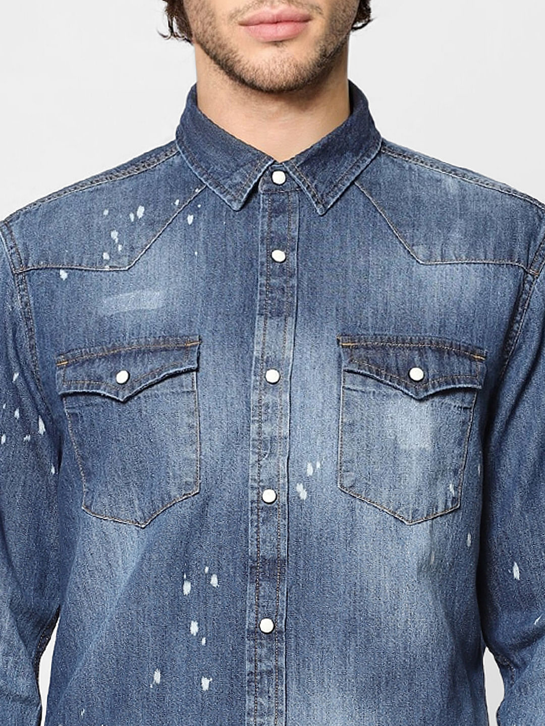 Full Sleeves Indigo Dyed Denim Regular Fit Shirt