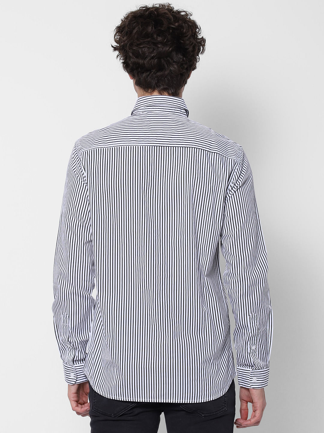 White Striped Full Sleeves Shirt