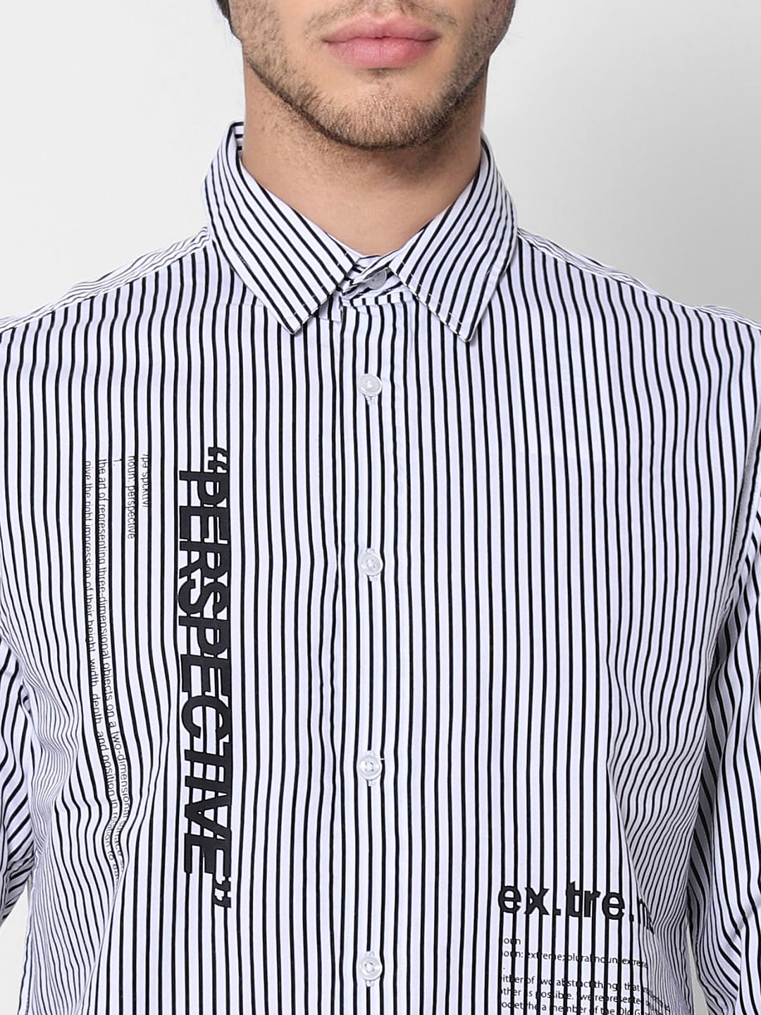 White Striped Full Sleeves Shirt