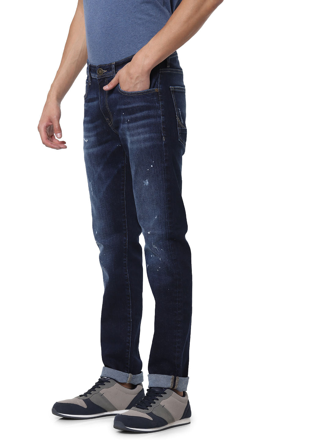 Blue Low Rise Ben Distressed Skinny Jeans