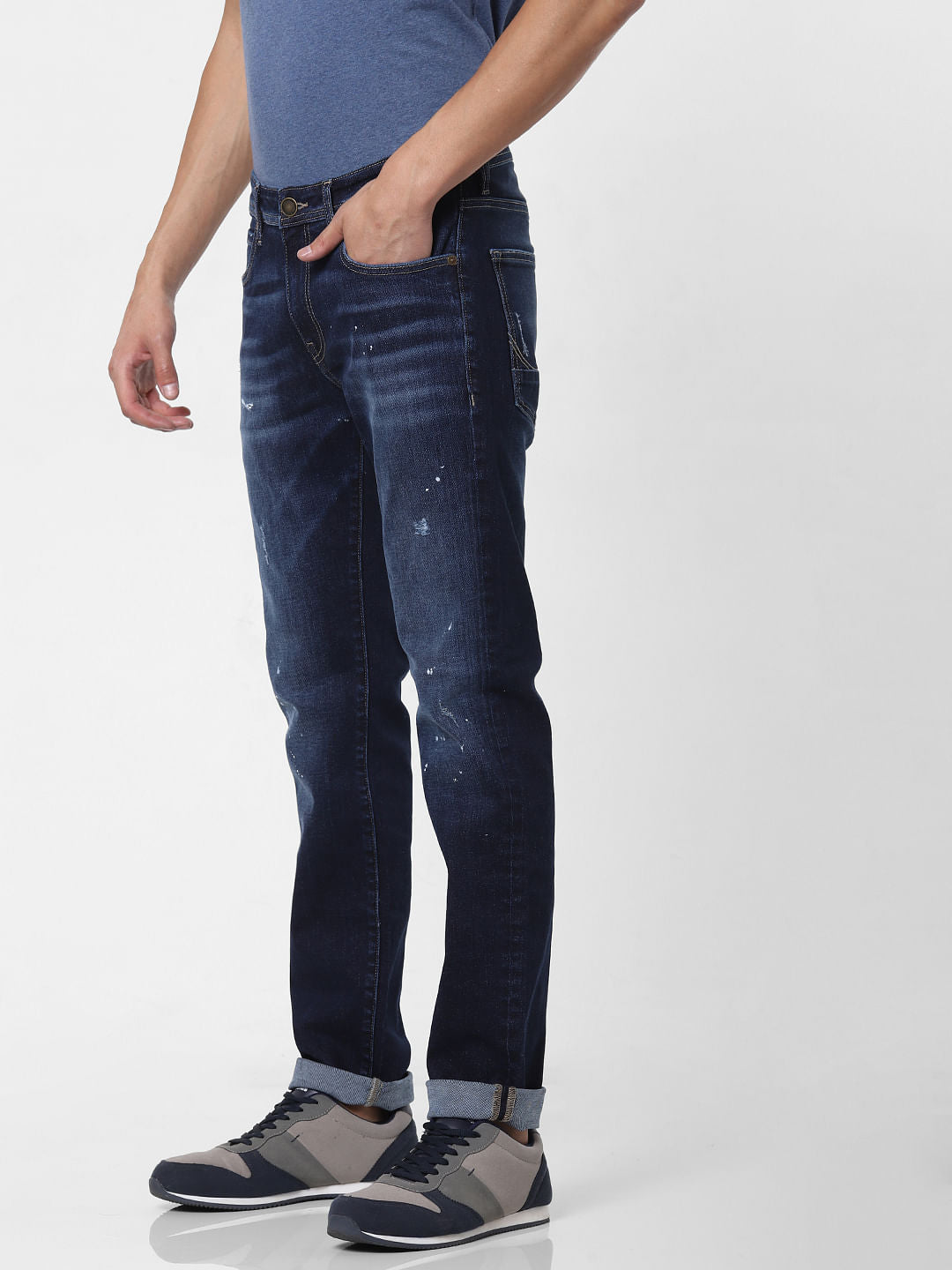 Blue Low Rise Ben Distressed Skinny Jeans