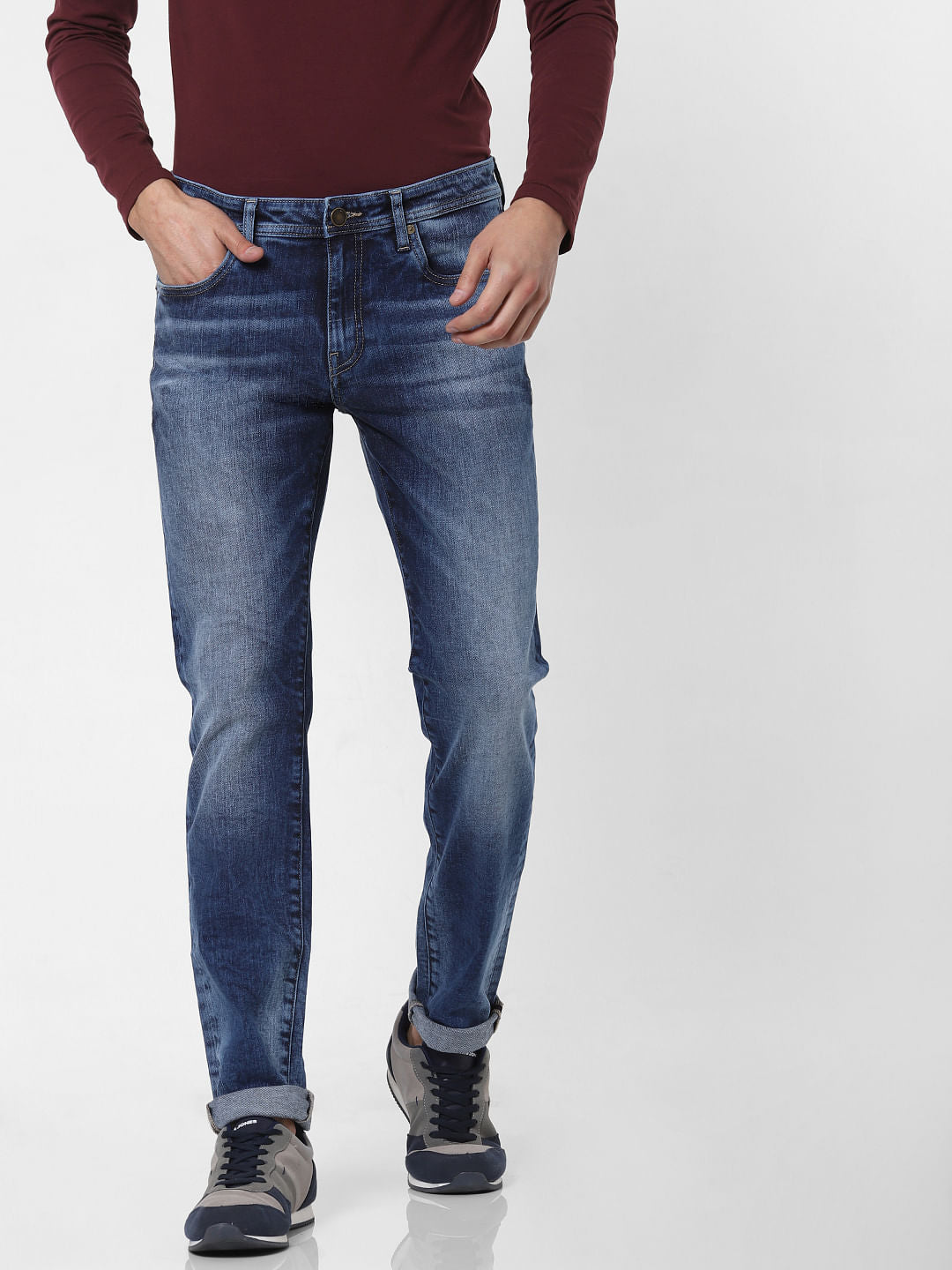 Dark Blue Low Rise Ben Washed Skinny Jeans