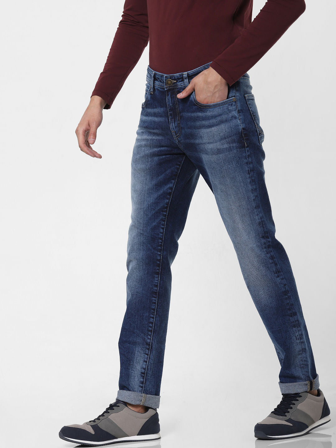 Dark Blue Low Rise Ben Washed Skinny Jeans
