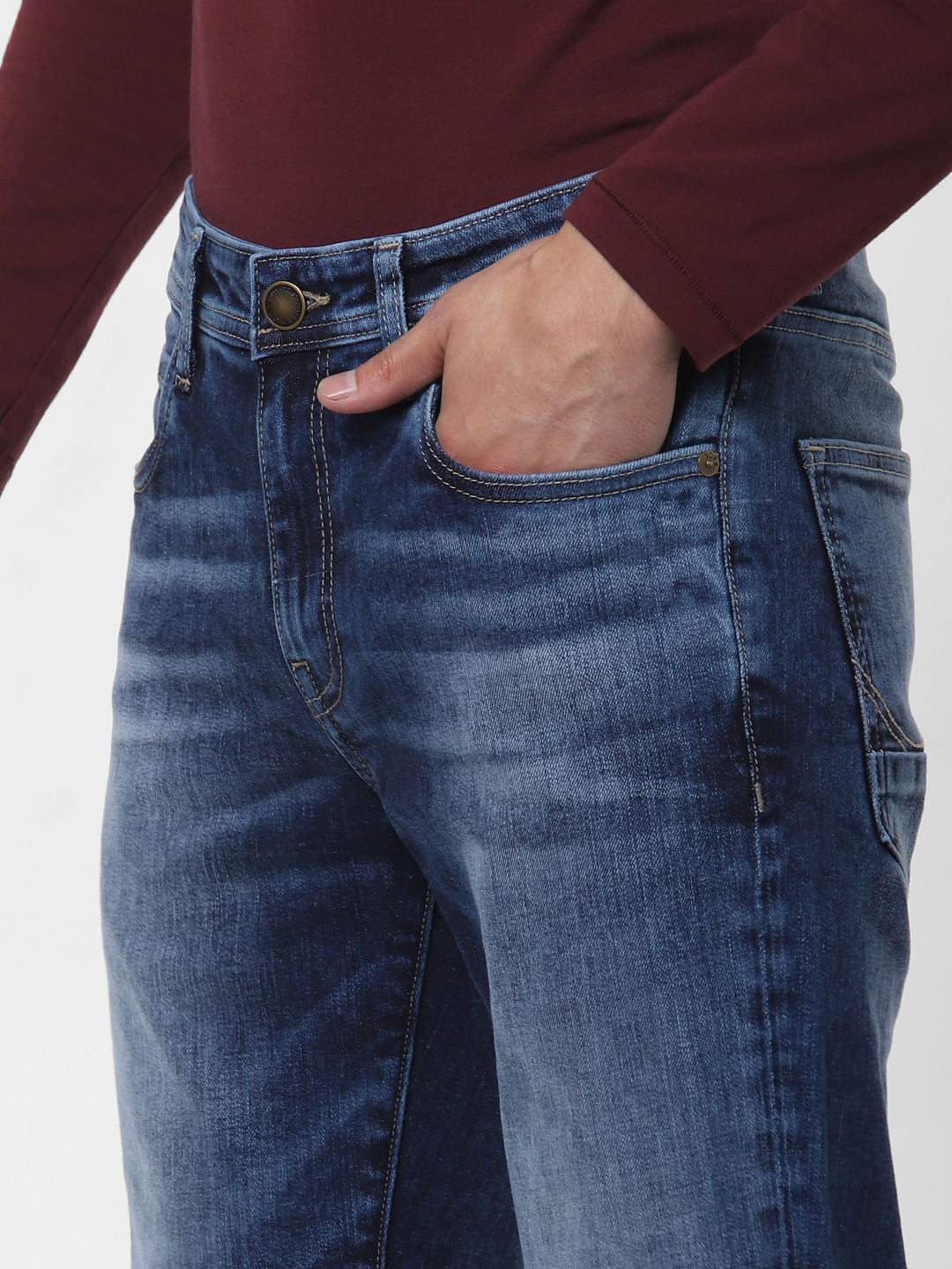 Dark Blue Low Rise Ben Washed Skinny Jeans