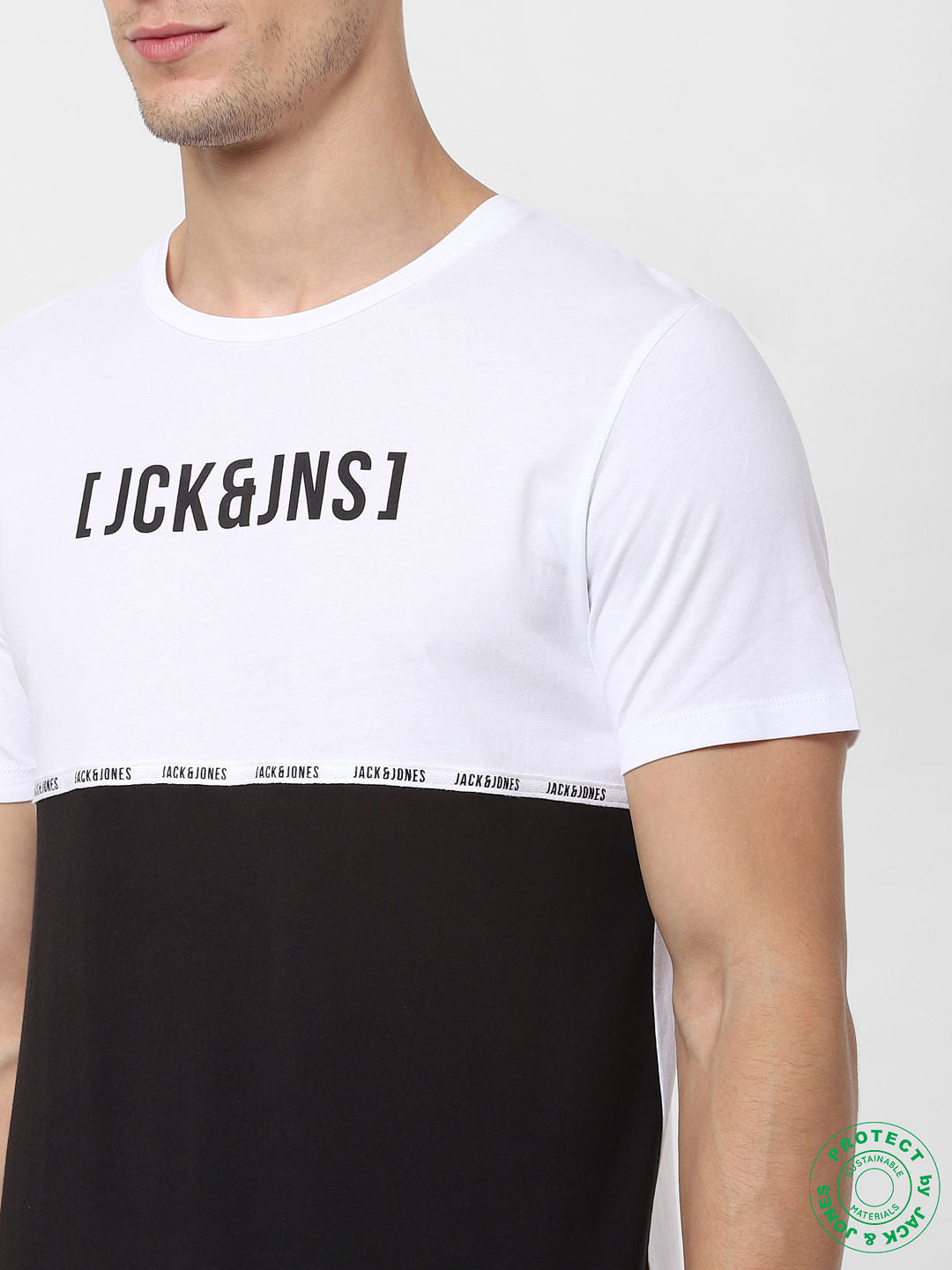 Black Colourblocked Crew Neck T-shirt