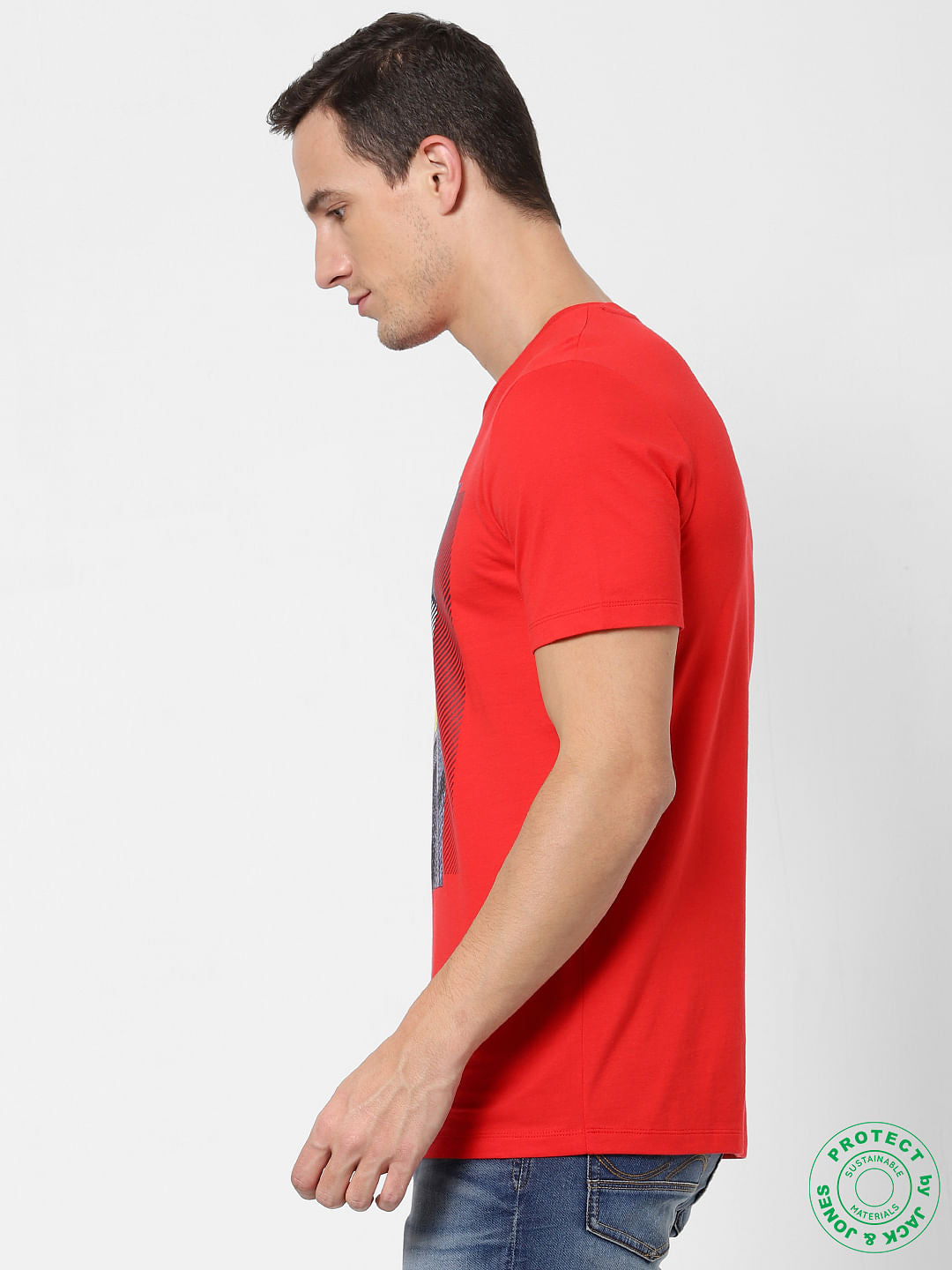Red Logo Print Crew Neck T-shirt