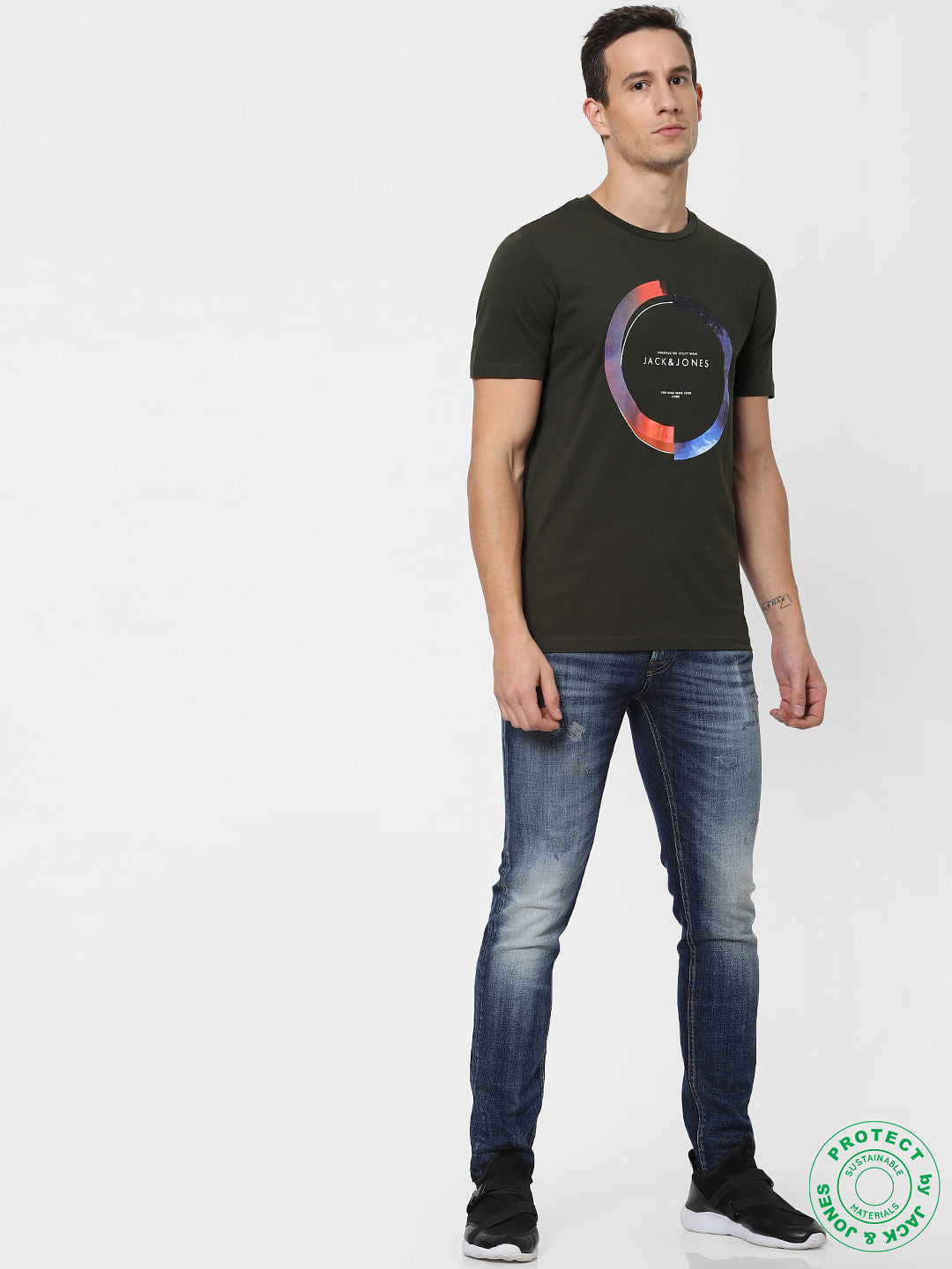 Dark Green Graphic Print T-shirt