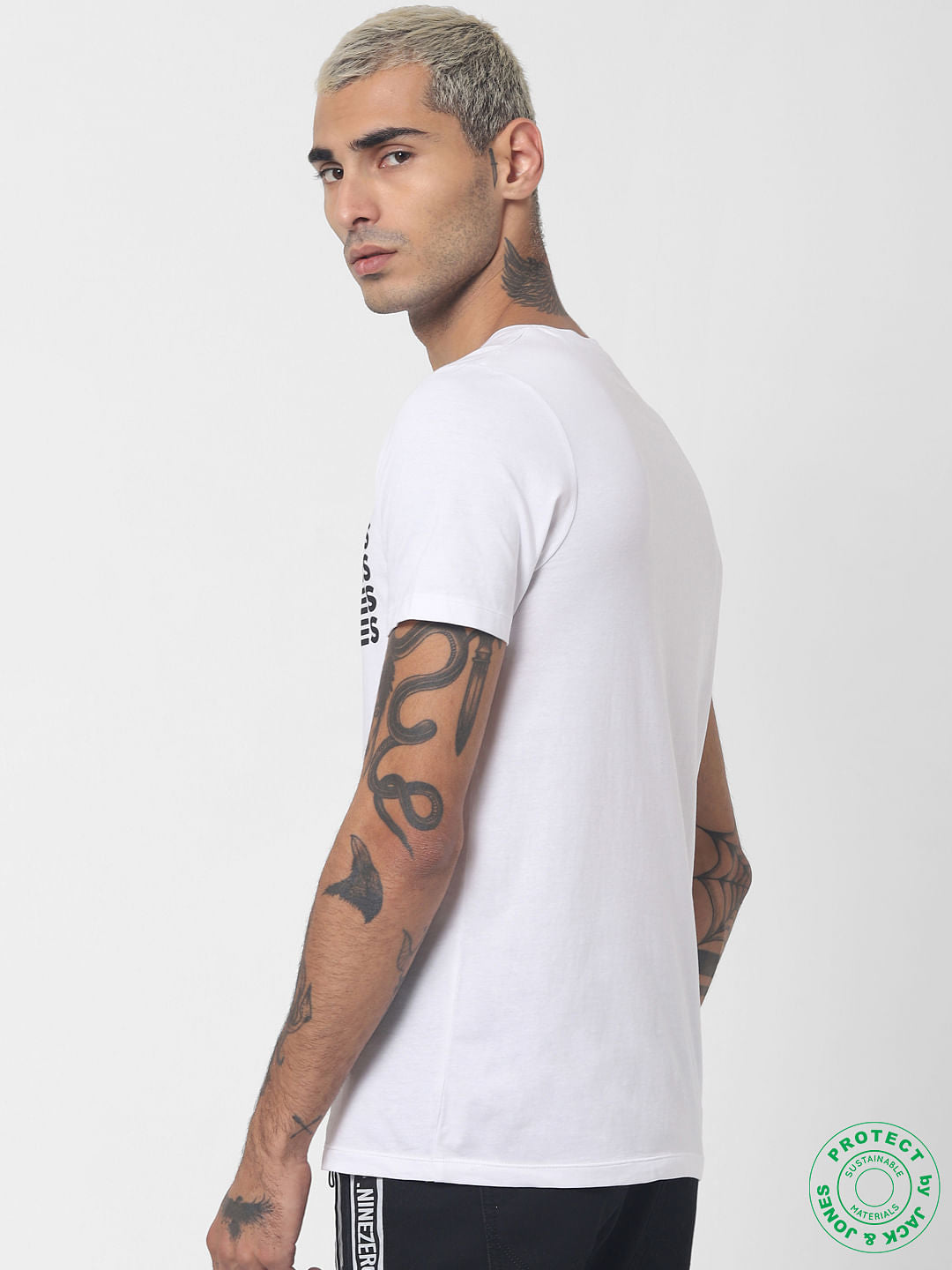 White Text Print Crew Neck T-shirt
