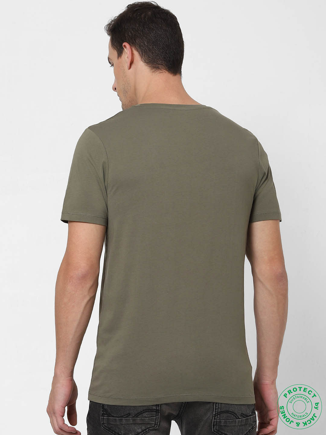 Olive Logo Print Crew Neck T-shirt