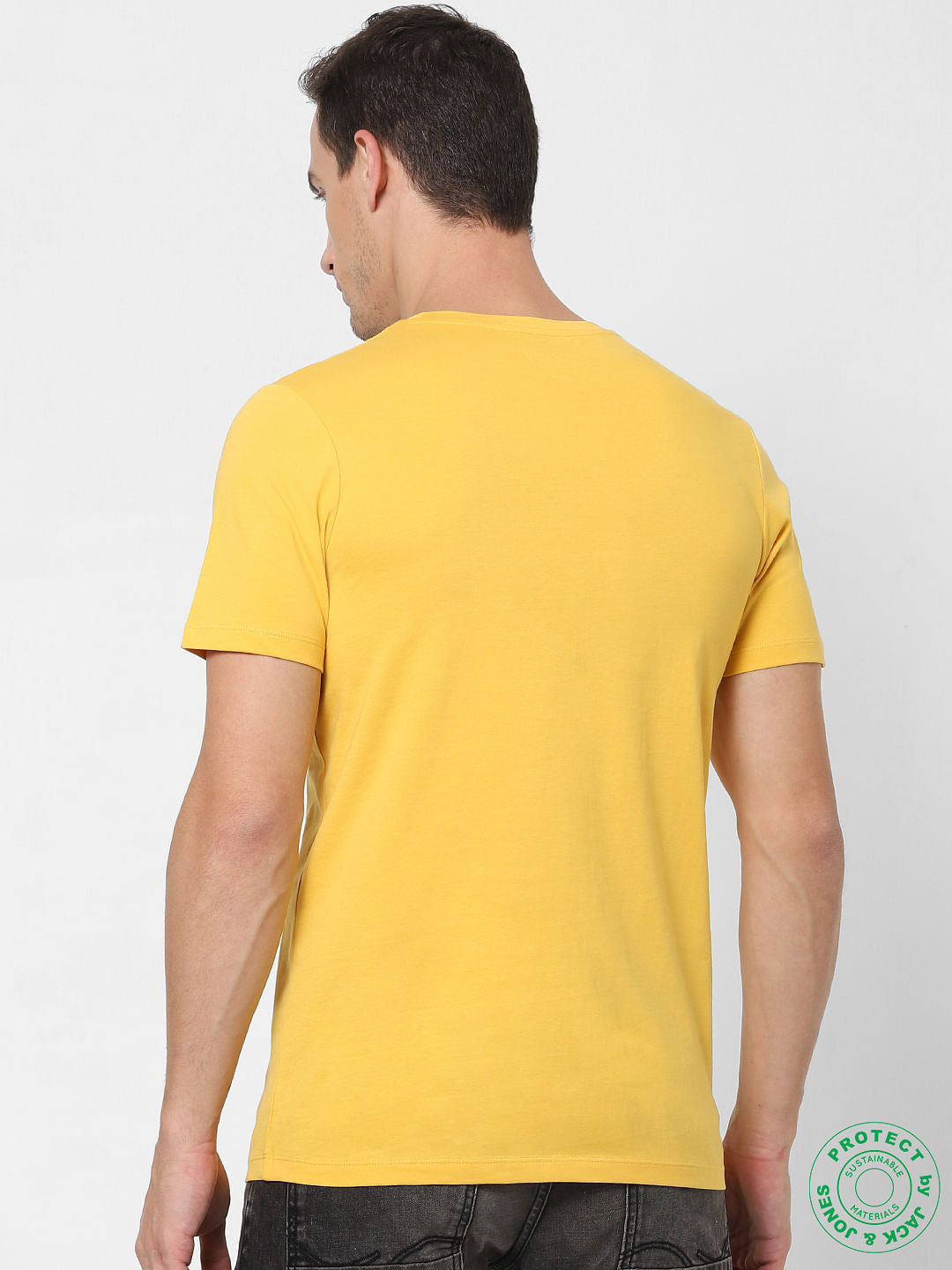 Yellow Logo Print Crew Neck T-shirt