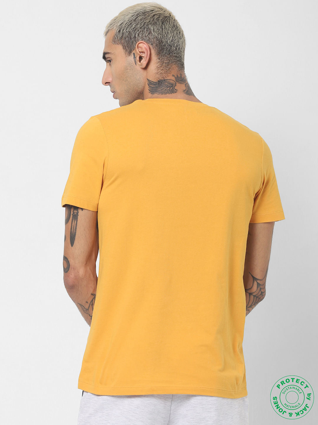 Yellow Graphic Print Crew Neck T-shirt