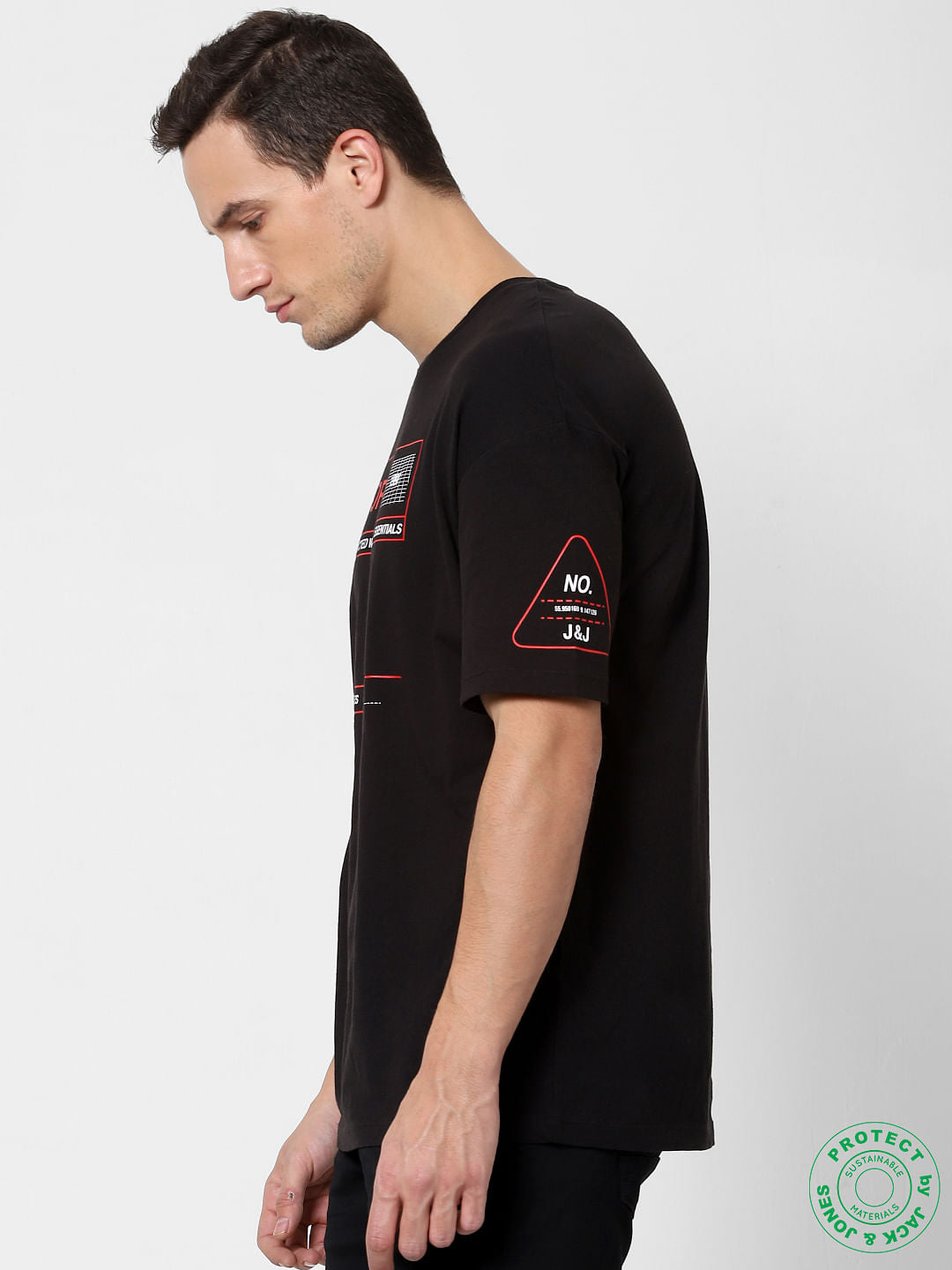Black Logo Print Crew Neck T-shirt