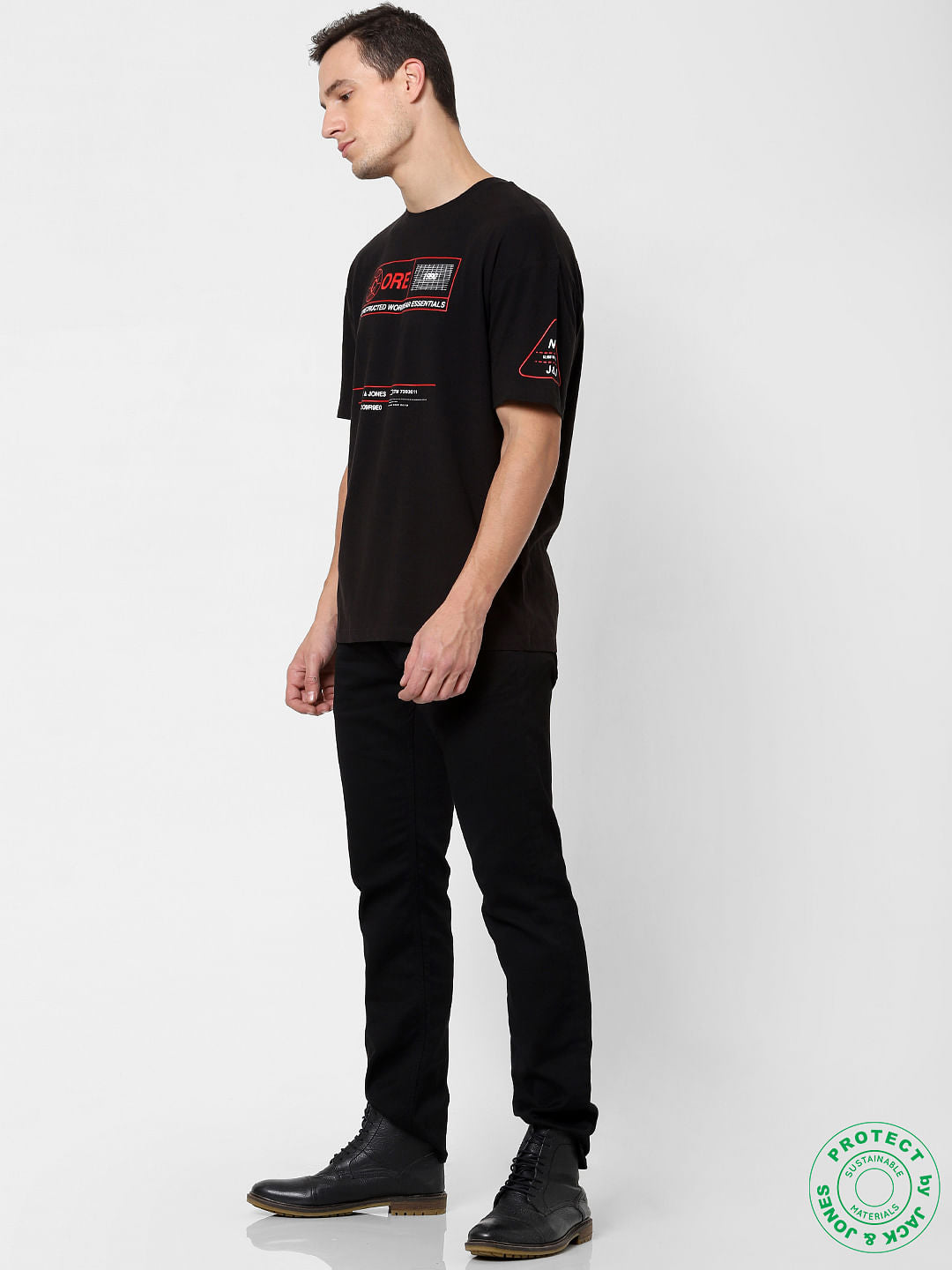 Black Logo Print Crew Neck T-shirt