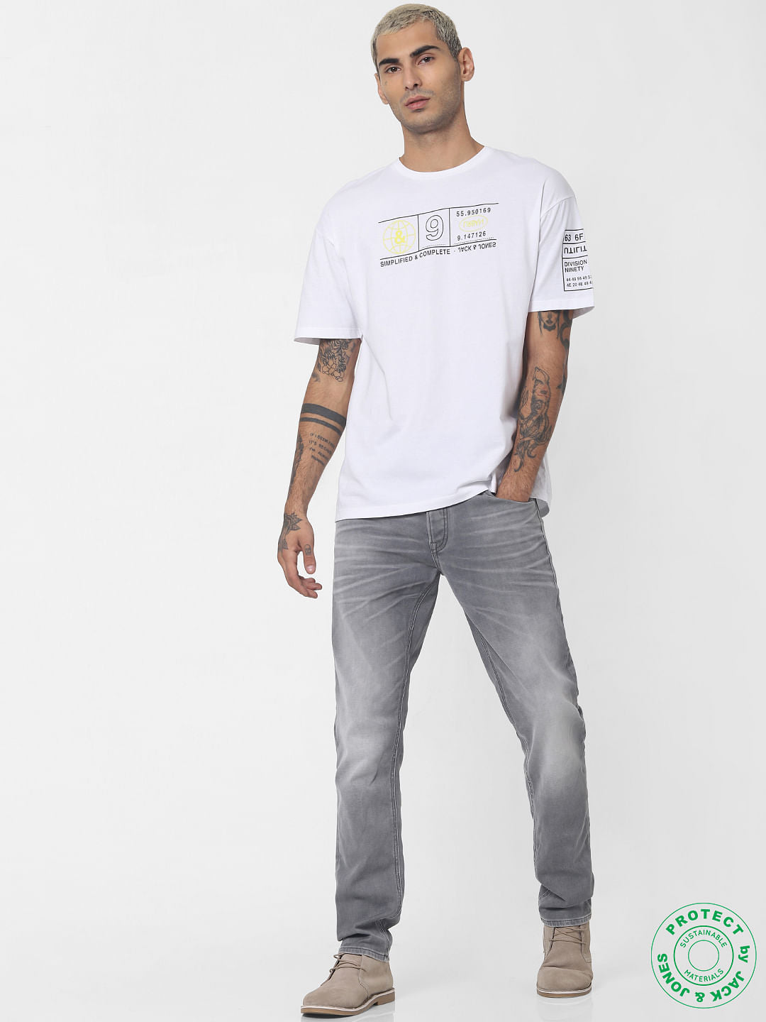 White Printed Crew Neck T-shirt