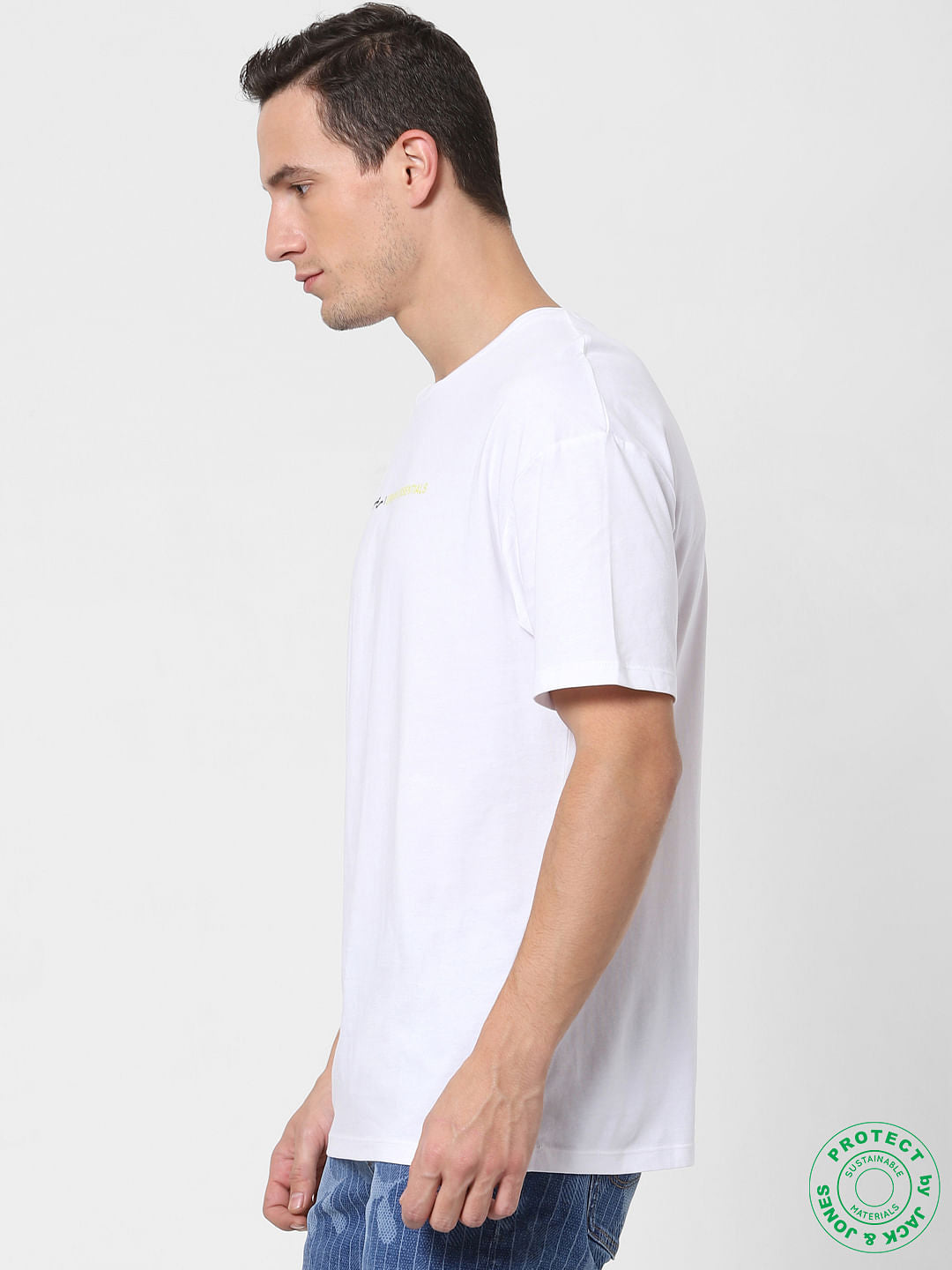 White Logo Print Crew Neck T-shirt