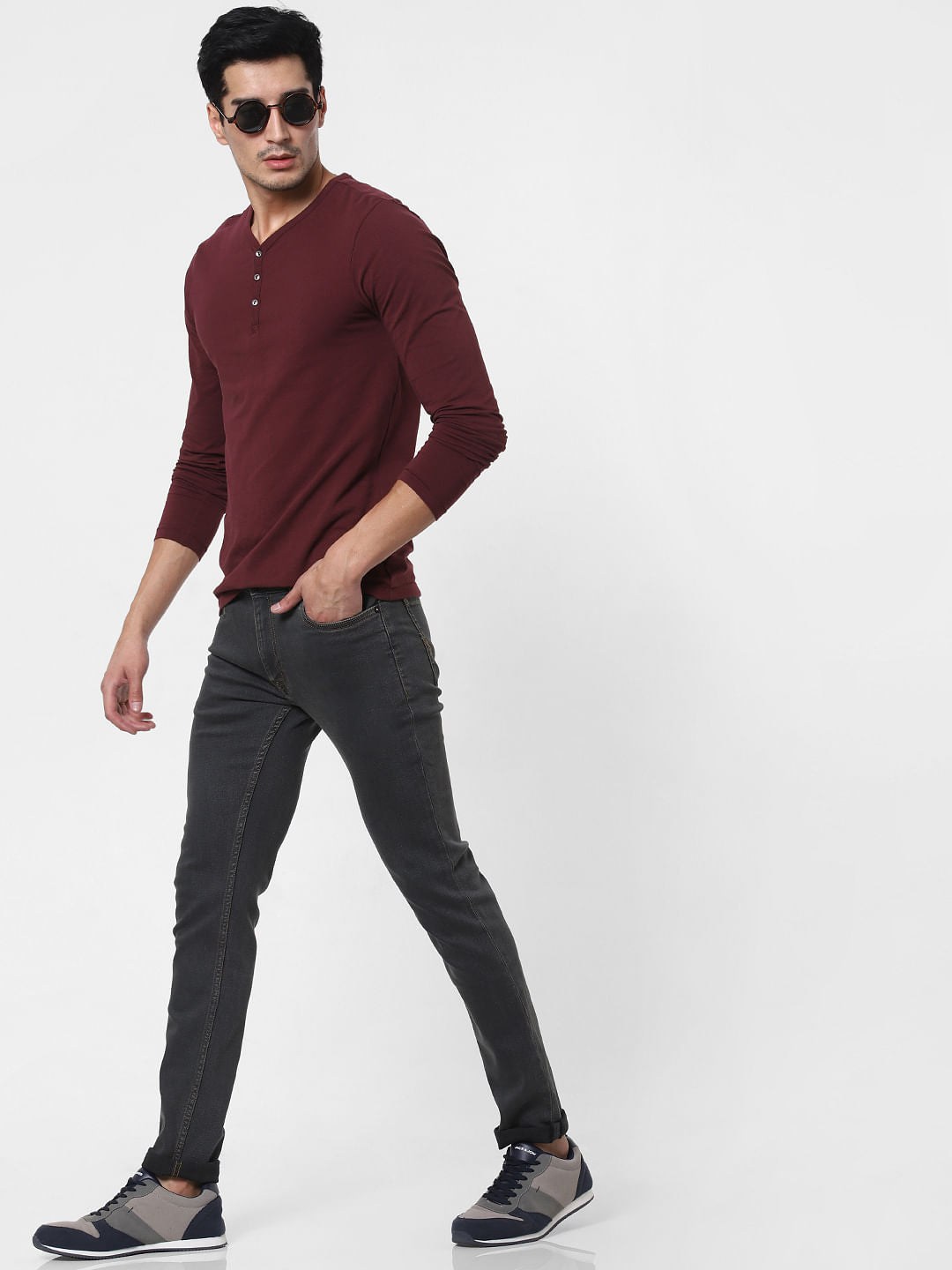 Grey Low Rise Ben Washed Skinny Jeans