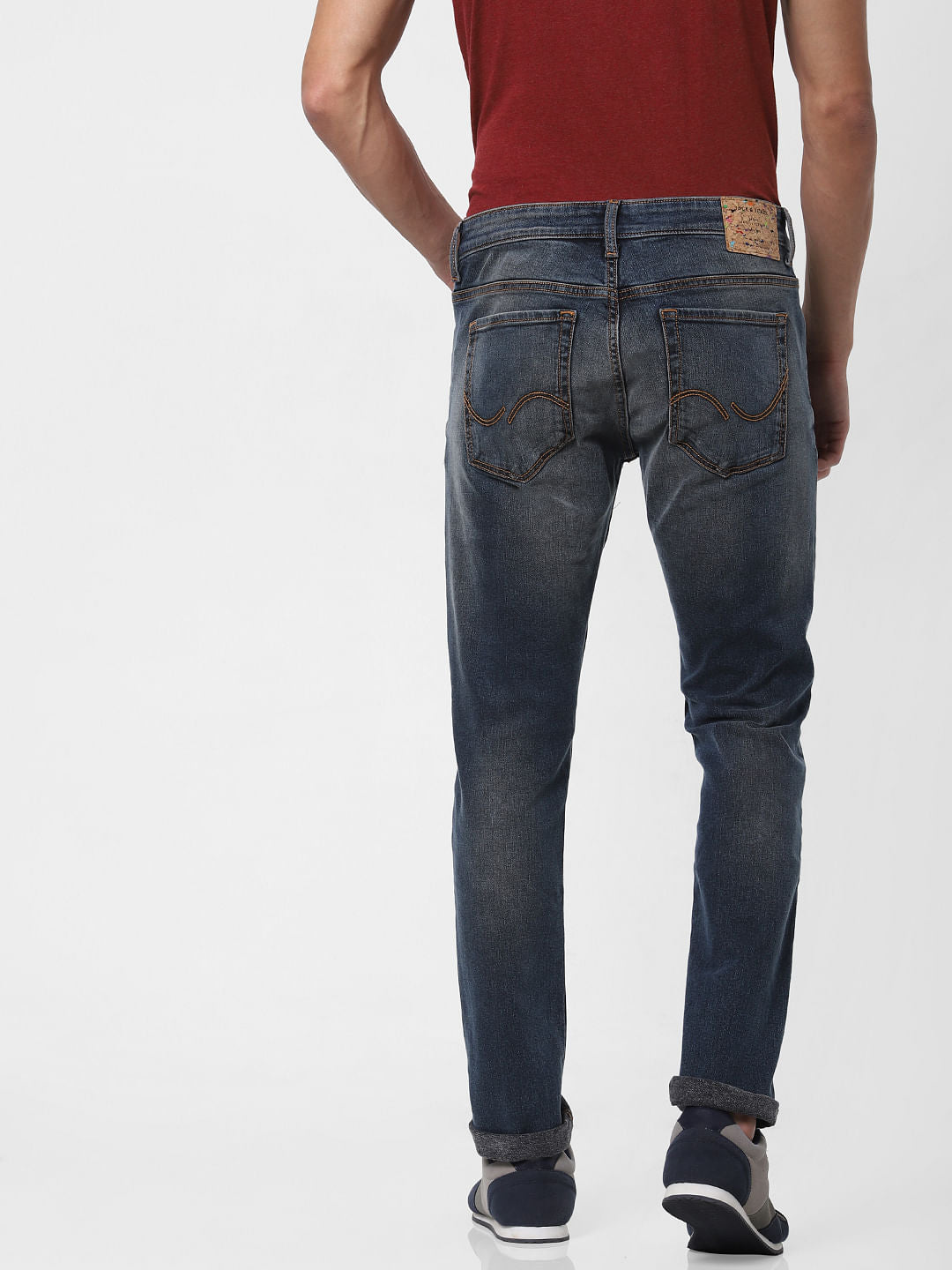 Dark Blue Low Rise Liam Washed Skinny Jeans