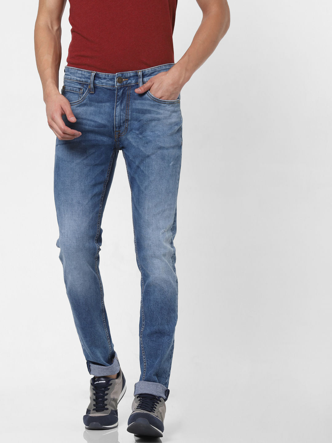 Blue Low Rise Liam Washed Skinny Jeans