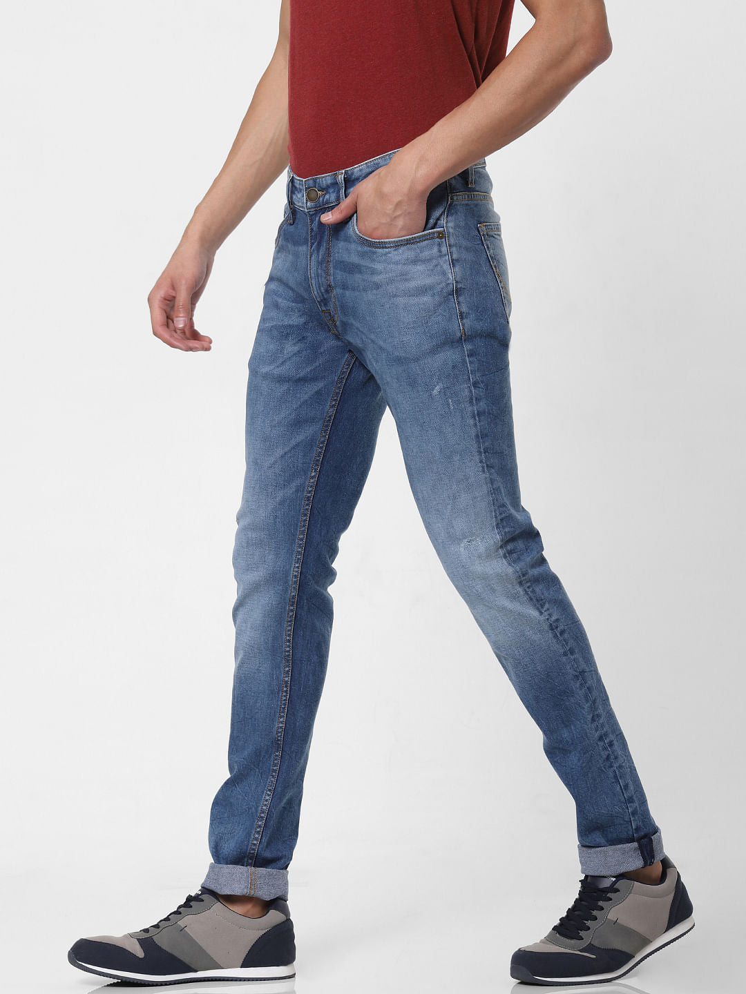 Blue Low Rise Liam Washed Skinny Jeans