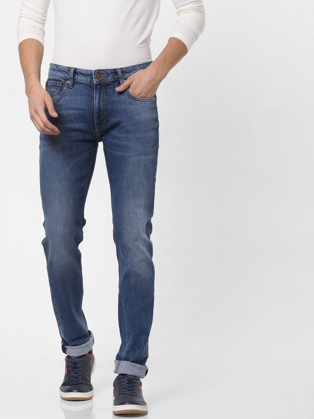 Blue Low Rise Ben Washed Skinny Jeans