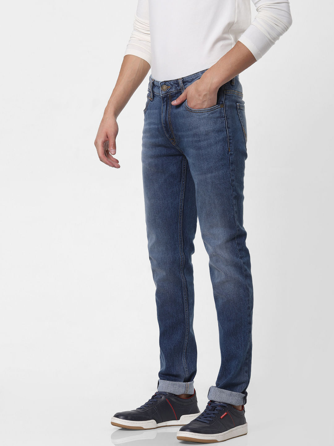 Blue Low Rise Ben Washed Skinny Jeans