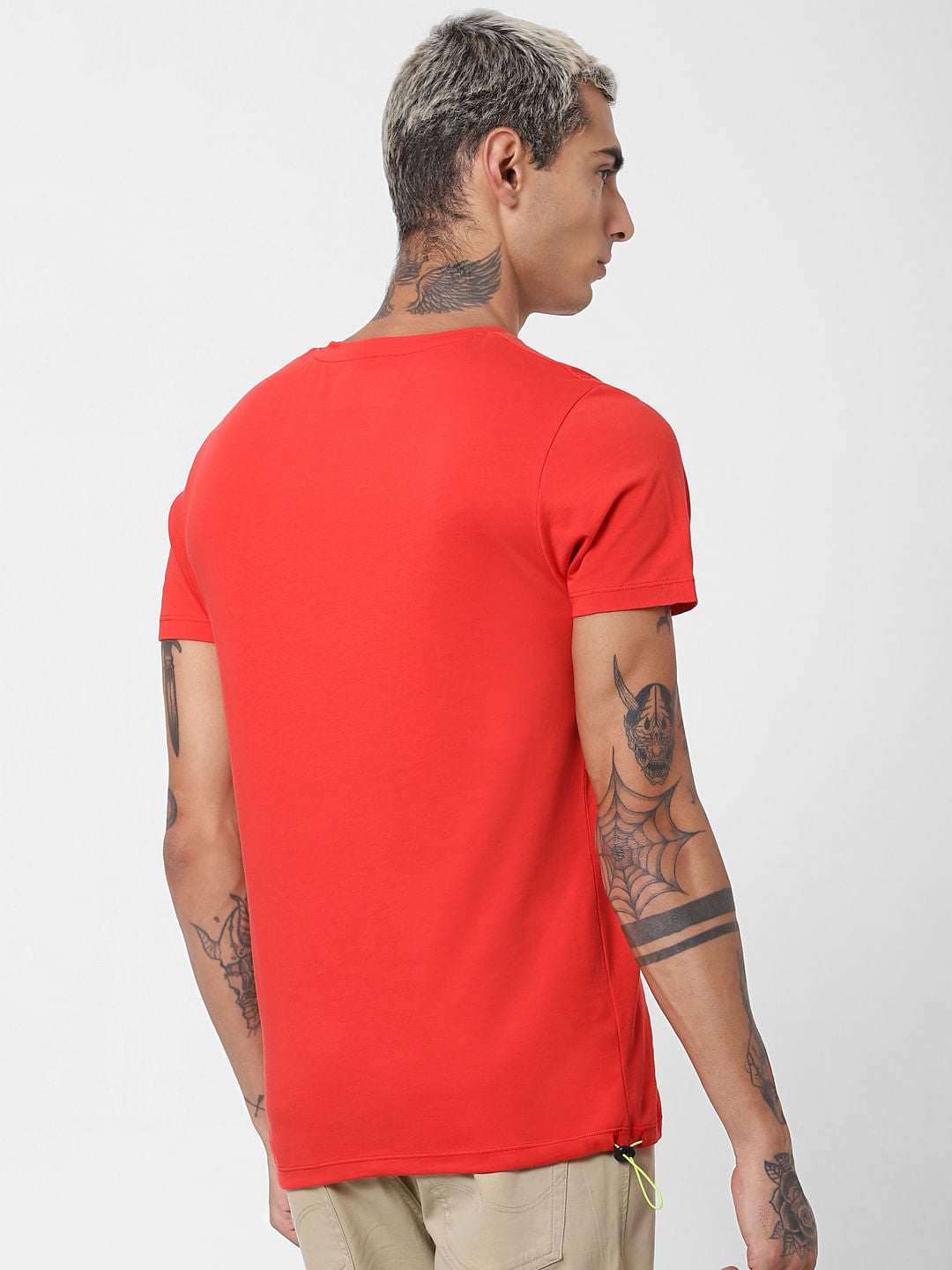 Red Patch Pocket Crew Neck T-shirt