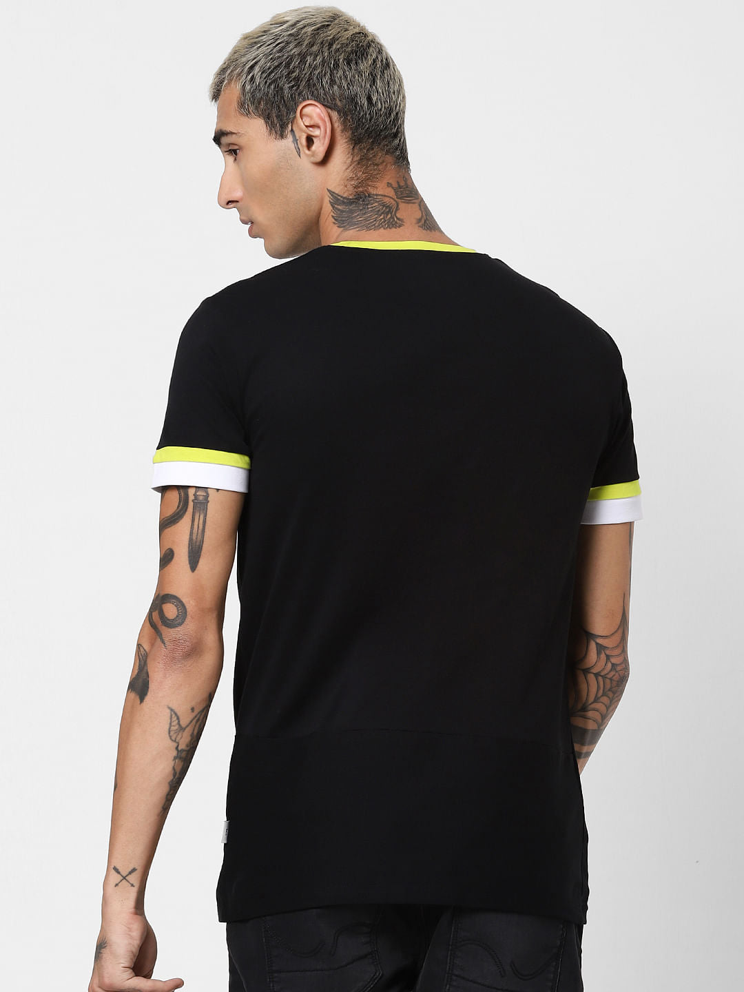 Black Contrast Tipping Crew Neck T-shirt