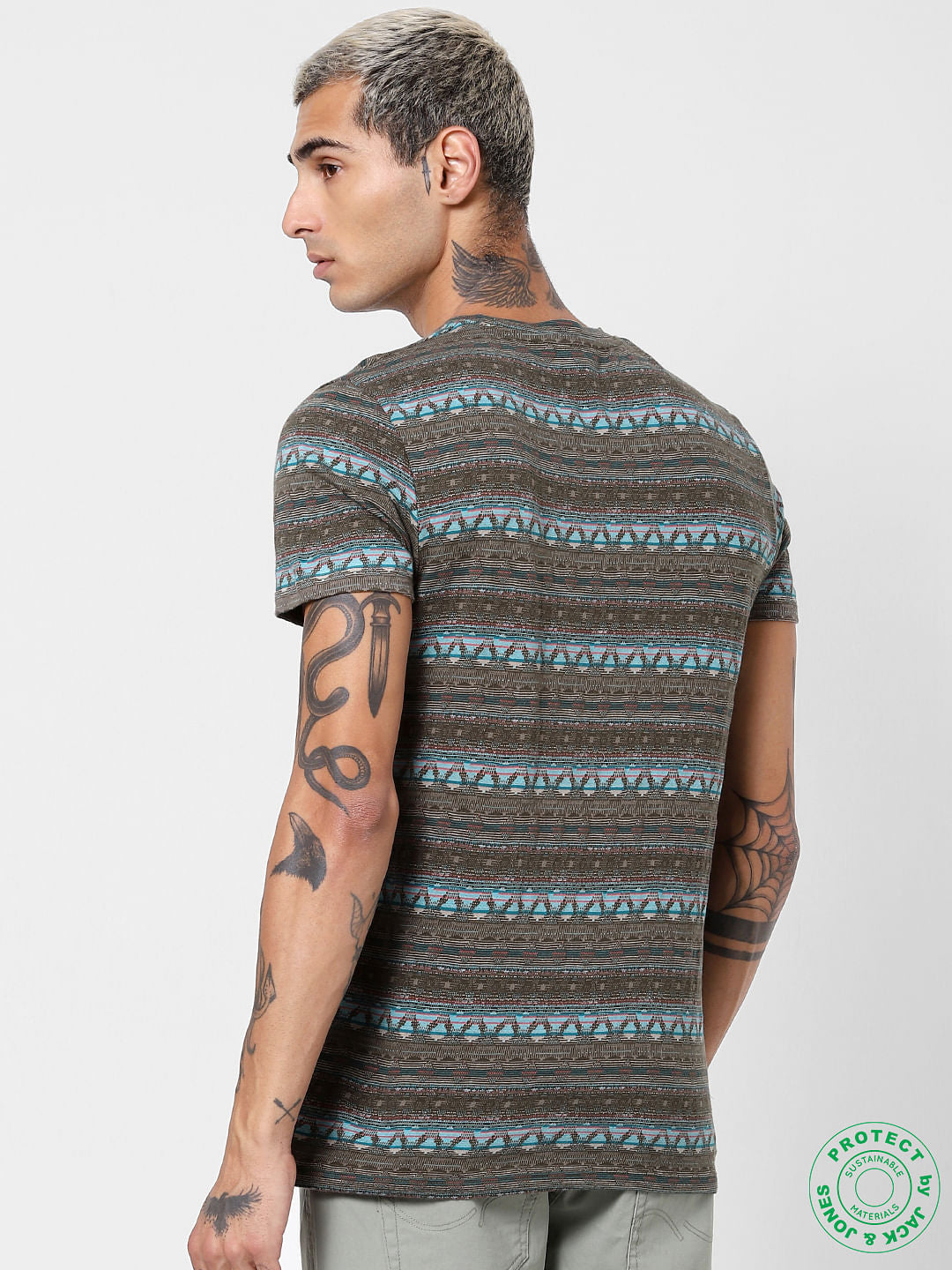 Green Abstract Print Jacquard T-shirt