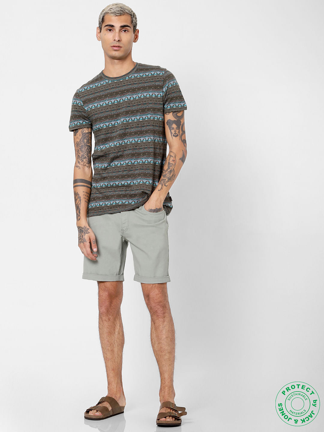 Green Abstract Print Jacquard T-shirt