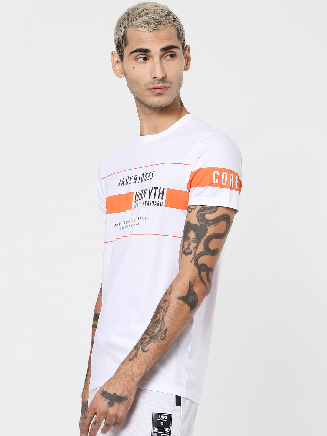 White Logo Print Crew Neck T-shirt