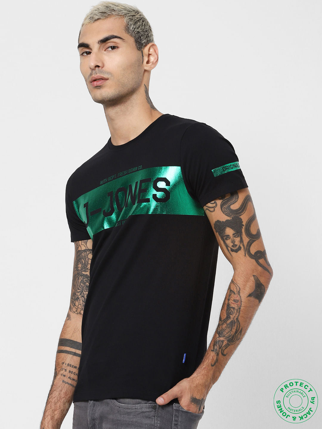 Black Logo Print Crew Neck T-shirt