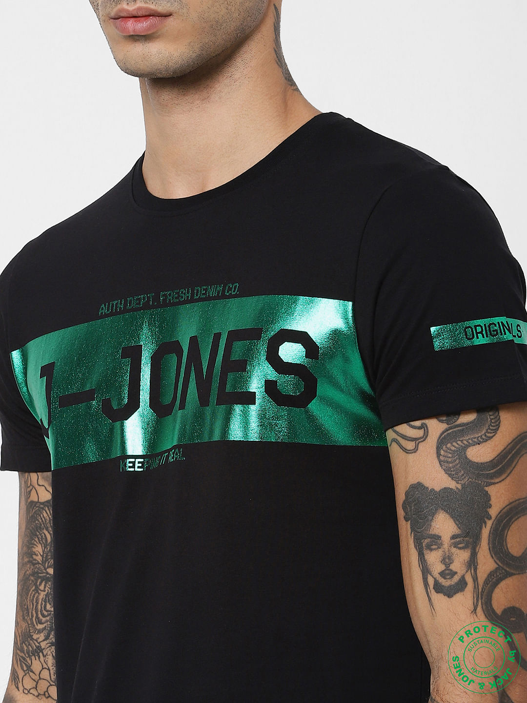 Black Logo Print Crew Neck T-shirt