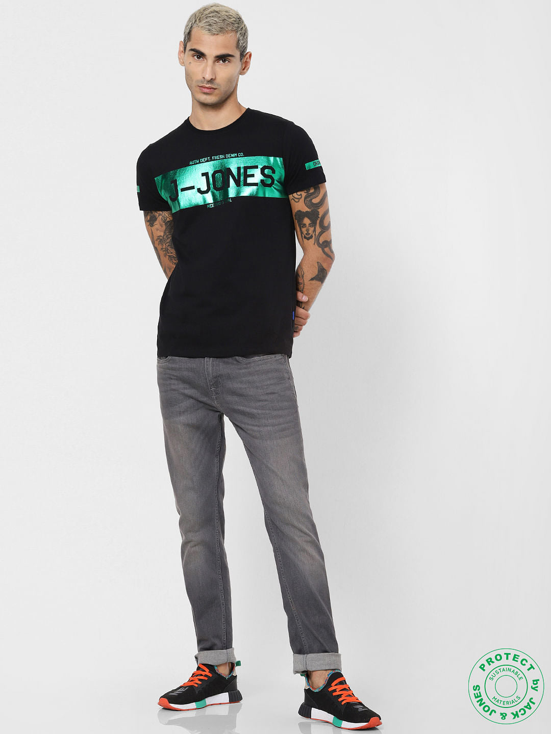 Black Logo Print Crew Neck T-shirt