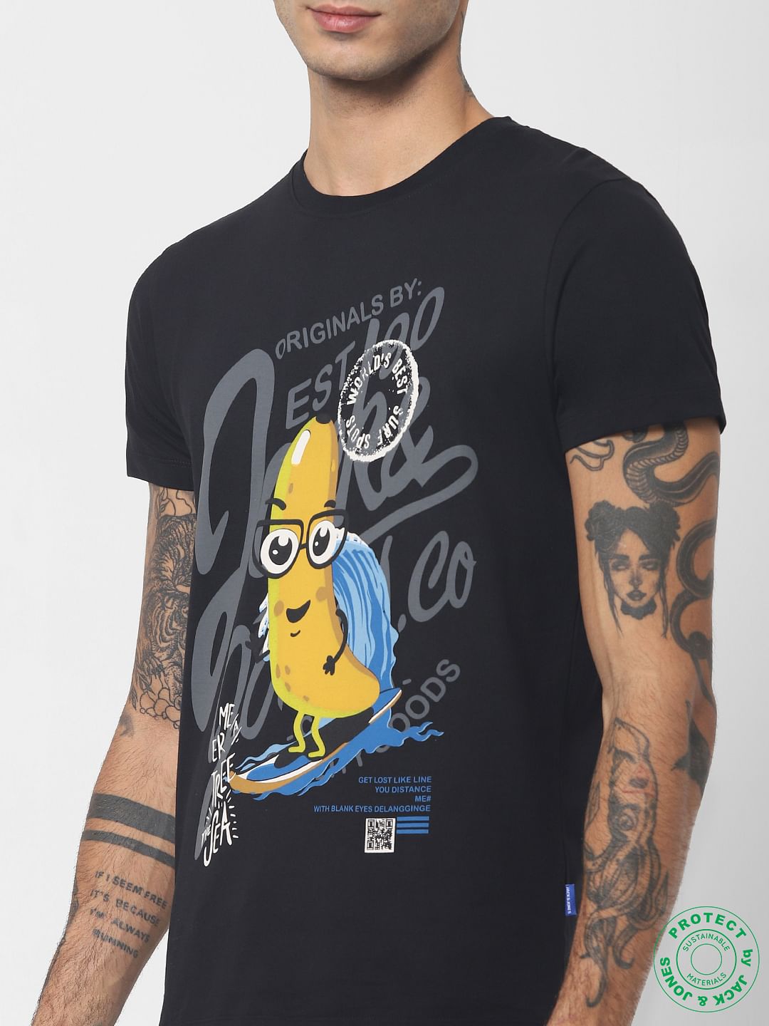Black Graphic Print Crew Neck T-shirt