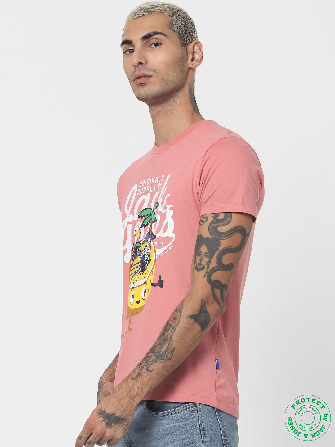 Pink Graphic Print Crew Neck T-shirt