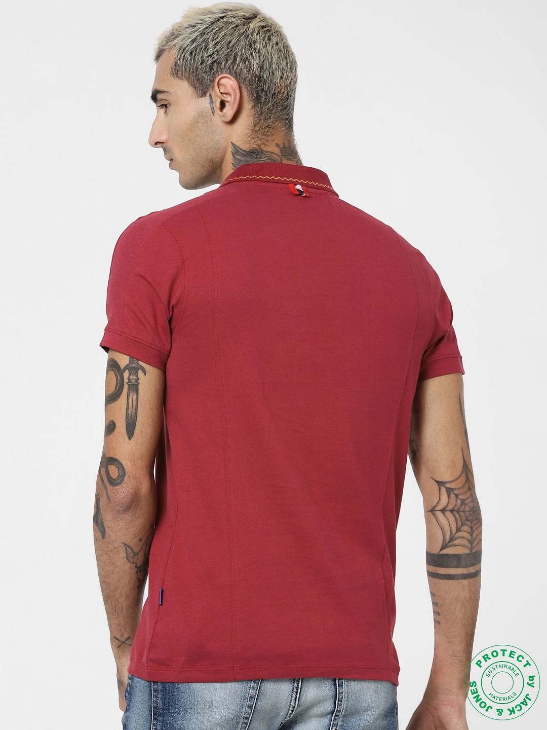 Red Tape Patch Polo Neck T-shirt
