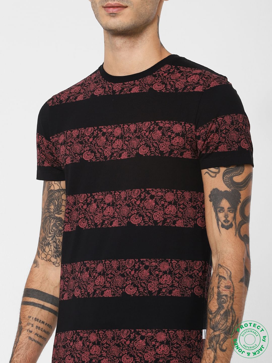 Black Printed Crew Neck T-shirt