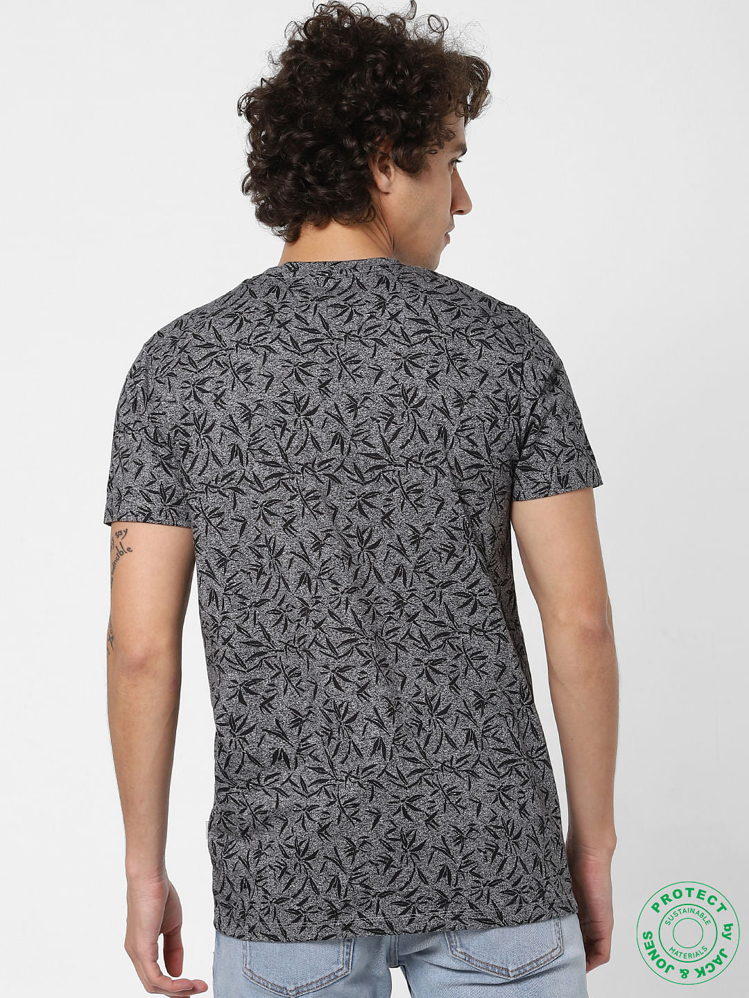 Black All Over Print Crew Neck T-Shirt