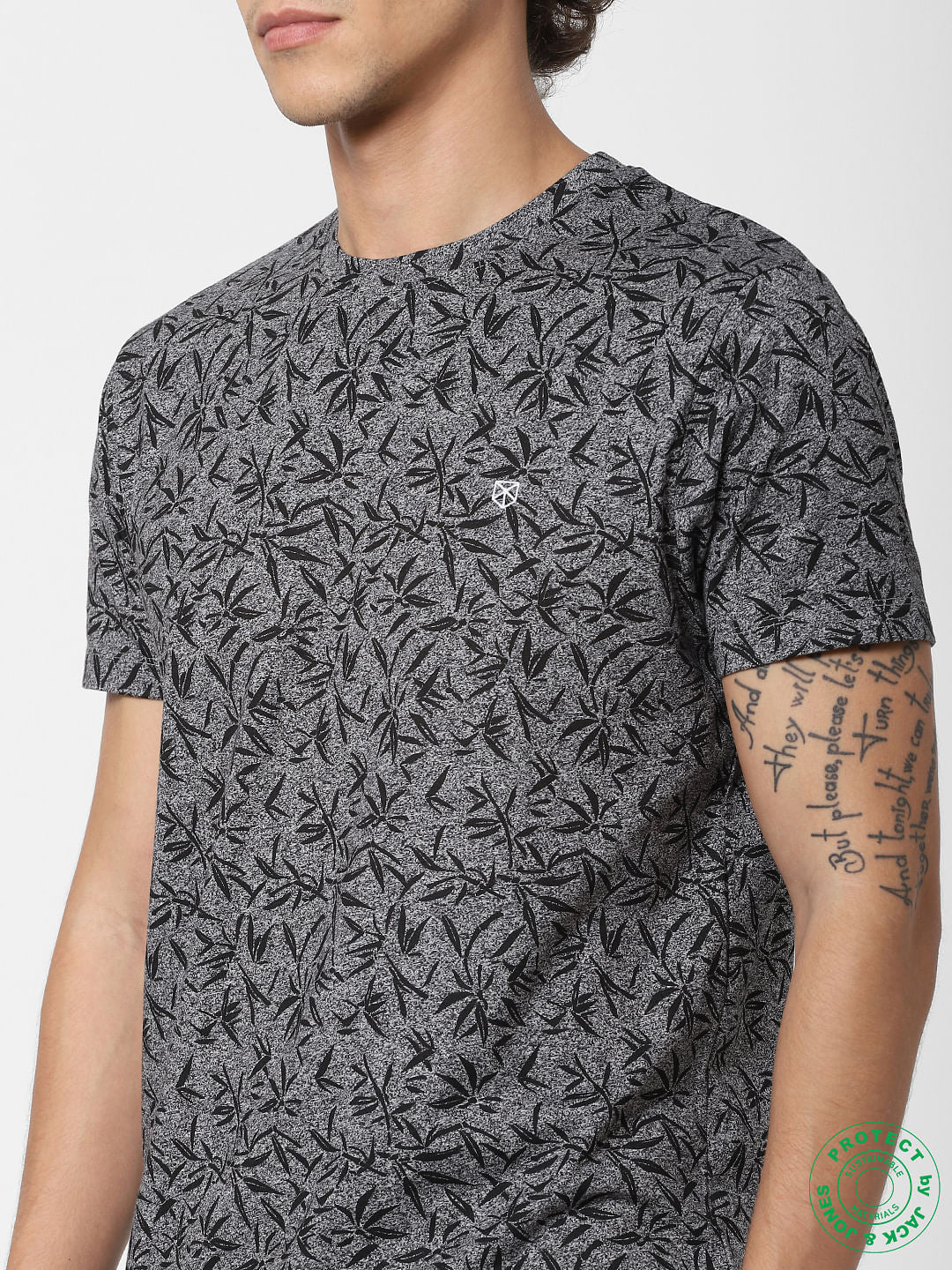 Black All Over Print Crew Neck T-Shirt
