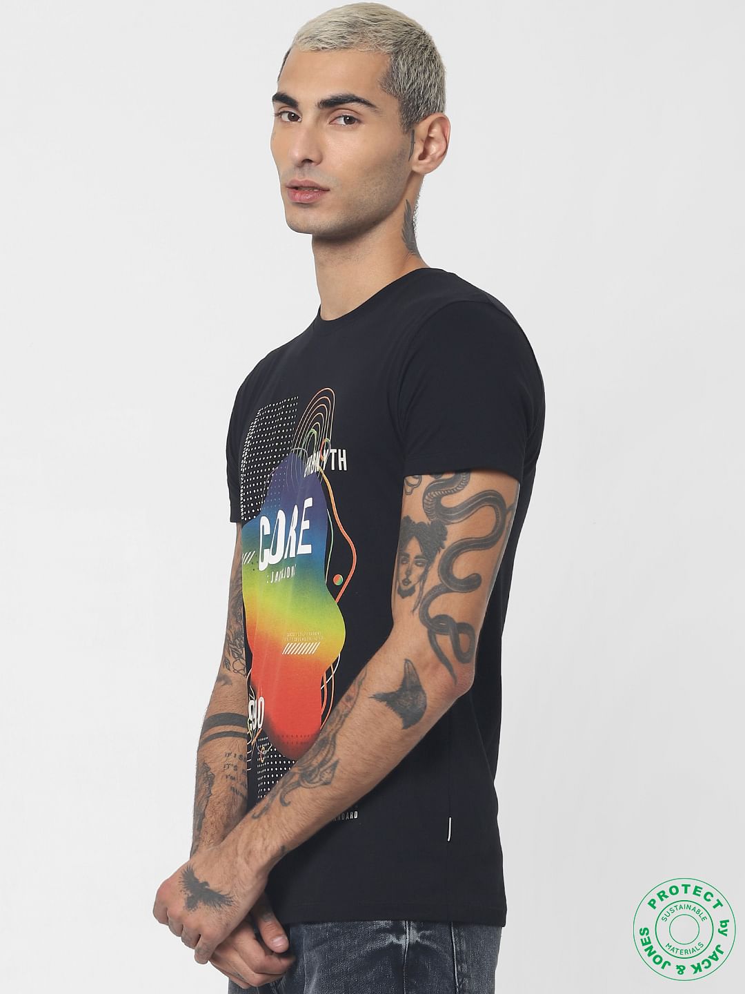 Black Logo Print Crew Neck T-shirt