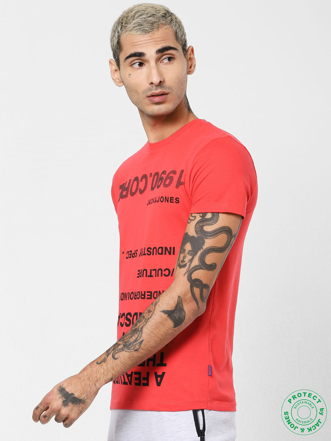 Red Logo Print Crew Neck T-shirt
