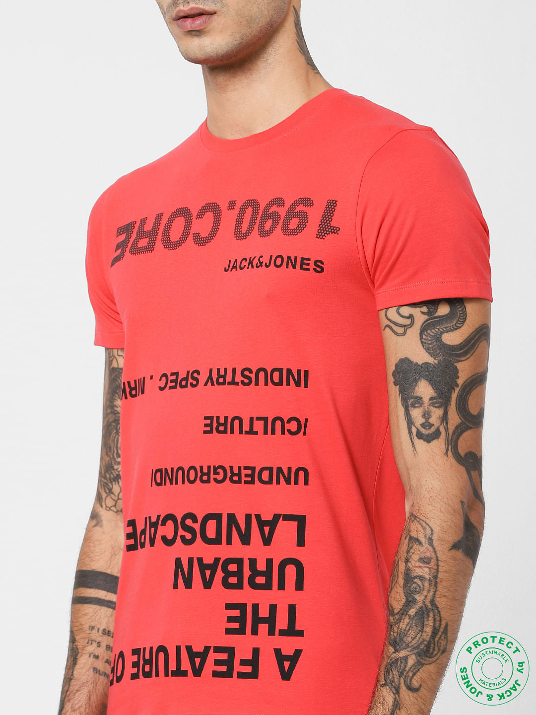 Red Logo Print Crew Neck T-shirt