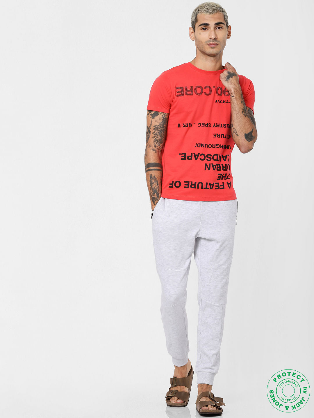 Red Logo Print Crew Neck T-shirt