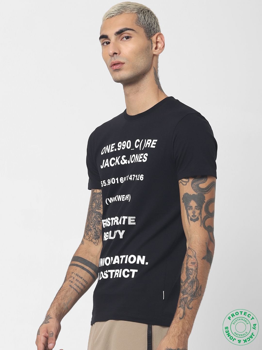 Black Logo Print Crew Neck T-shirt